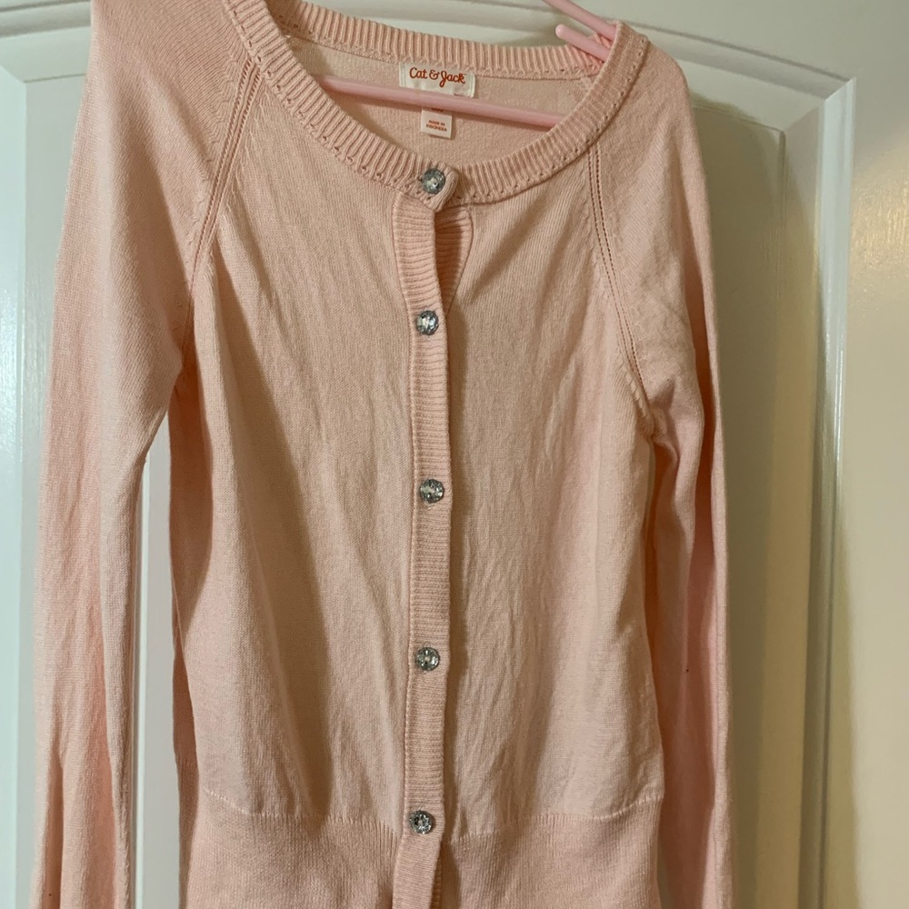Cat & Jack girls 7/8 pink cardigan.